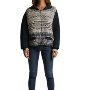 Vintage Timber Trail Nordic Pattern Sweater Jacket size XL